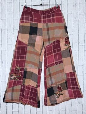 🌙 Jaded Gypsy Harvest Moon Plaid Patchwork Pants NWT S/M